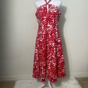 Red Floral Halter Dress Size 12